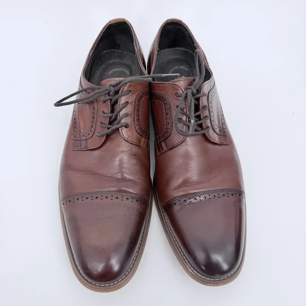 Stacy‎ Adams Dickinson Mens Leather Shoes CapToe Oxford Cognac 10.5M 25066-221